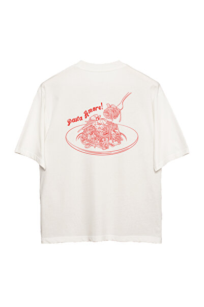 Coredra Pasta Amore Oversize Ανδρικό T-Shirt - Εκρού