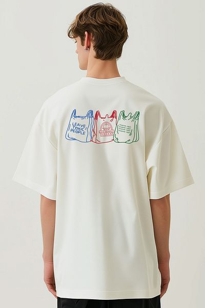 Coredra Ανδρικά T-Shirt Toxic People Oversize - Εκρού
