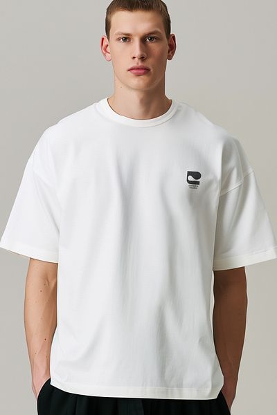 Coredra Tricou oversize Self Love pentru bărbați - alb