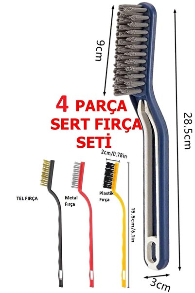 Profit Home 4 Adet Sert Fırça Seti, Derz Fırçası Lavabo Mutfak Temizleme Fırçası
