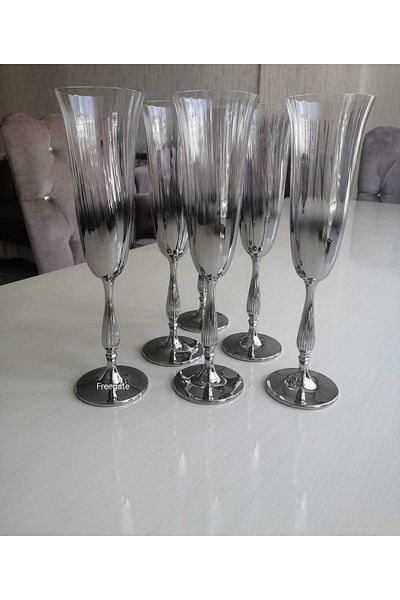 Dnz Fregata Bohemia Titanic Coffee Side Water Glass 6 Piece Set Silver - Silver