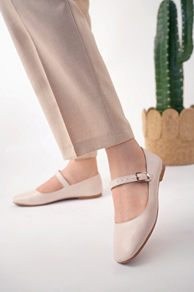 StWenn Matte Cream Colored Women's Shoes - Comfortable Orthopedic Sole, Leather Skin 2120