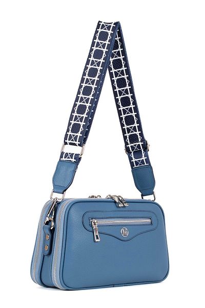 HNB ÇANTA Geantă de umăr pentru femei Madame Vera Mv070 Blue Cross Strap