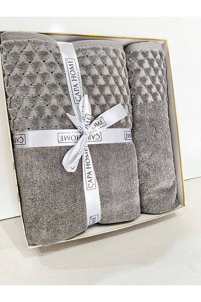 AYHANHOME Σετ μπάνιου 2 τεμαχίων Jacquard Boxed Πετσέτες μπάνιου 1 Τεμάχιο 70x140, 1 Τεμάχιο 50x90