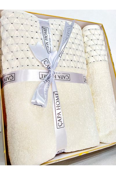 AYHANHOME Σετ μπάνιου 2 τεμαχίων Jacquard Boxed Πετσέτες μπάνιου 1 Τεμάχιο 70x140, 1 Τεμάχιο 50x90
