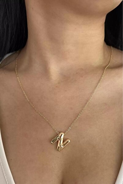 FUDER قلادة بالون حرف N ذهبية اللون