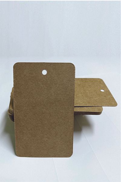 Örün Matbaa 100 Pieces Oval Perforated Kraft Card - 5.2x8.4 cm Unprinted Gift Note