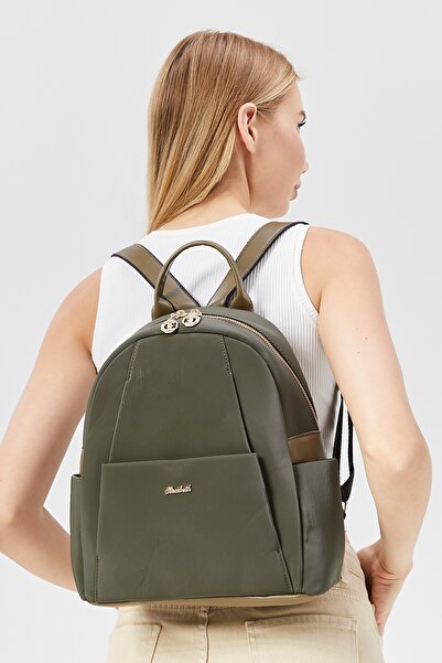 Morpelikan Women's Khaki Multi-Compartment Backpack