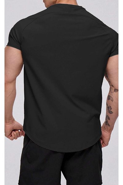 GHASSY CO. Ghassy Co. Tricou pentru alergare sport Reglan cu tăietură ovală pentru bărbați