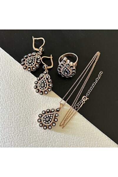JEICON ATELIER 33,55 Gr Rose Renk Yaprak Formlu Damla Tasarım 925 Gümüş Elmas...