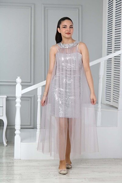 Joui Co Βραδινό φόρεμα και φόρεμα αποφοίτησης 2 τεμαχίων με προσαρμοσμένη κάπα με παγιέτες για κορίτσι