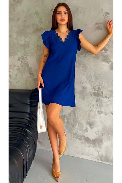 Ded COLLECTION Women's Lace Collar Wrapped Fabric Summer Dress