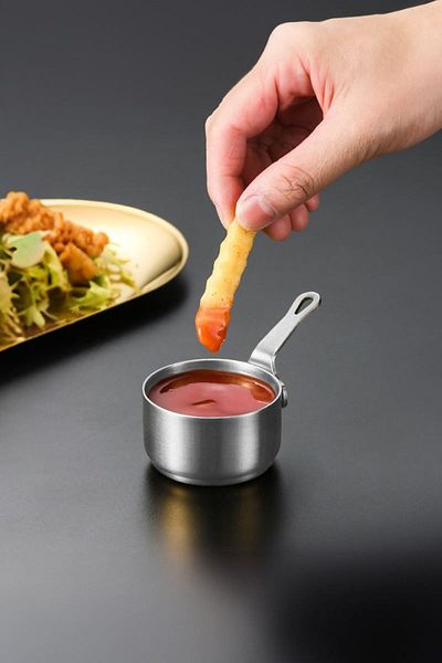 Weather Forecast 304 Steel 60 ml gray Mini Sauce Bowl Breakfast Ketchup Mayonnaise Sauce Container cin632by