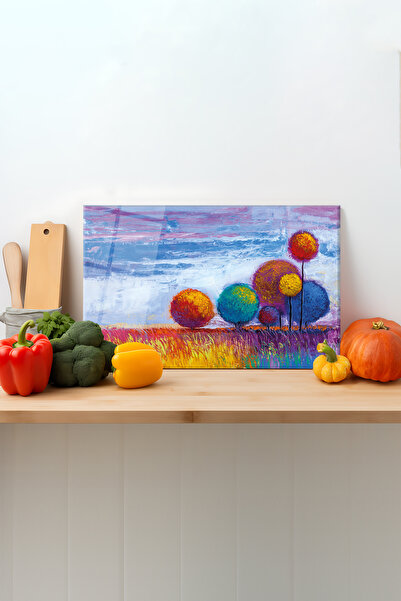 Rosyvien Colorful Nature Glass Cutting Board, Silicone Legs, Presentation Cut...