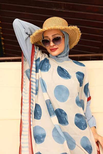 Butik Kardelen Camelya Tesettür Mayo Üzeri Desenli Beşparça 10359
