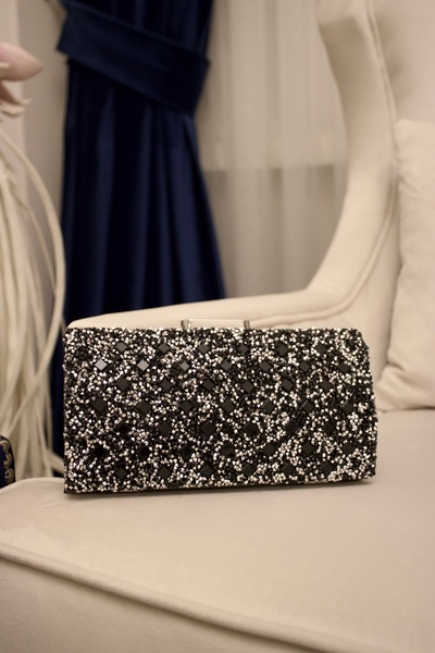 mossi Black Jewelled Chain and Armlet Evening Bag Wedding Bag