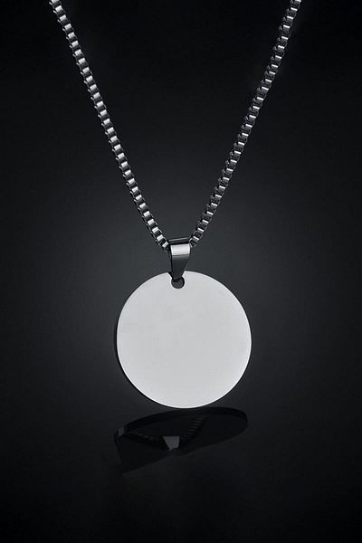 Chavin Round Silver Medallion Steel Necklace Eb36by