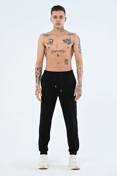 XİGENON Black Jogger Tracksuit - Front Piece Detail, Elastic Waist, Adjustable Leg