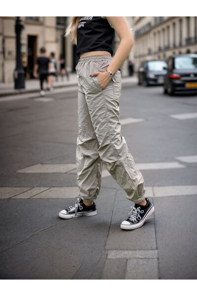 Joui Co Kız Çocuk Pamuklu Jogger Paça Dört Mevsim Paraşüt Pantolon