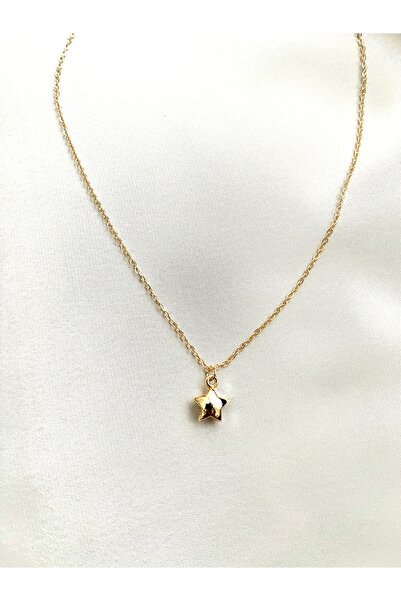 Alexis Carrel Kadın Bombeli Yıldız Model Gold Kolye, Minimal Kolye