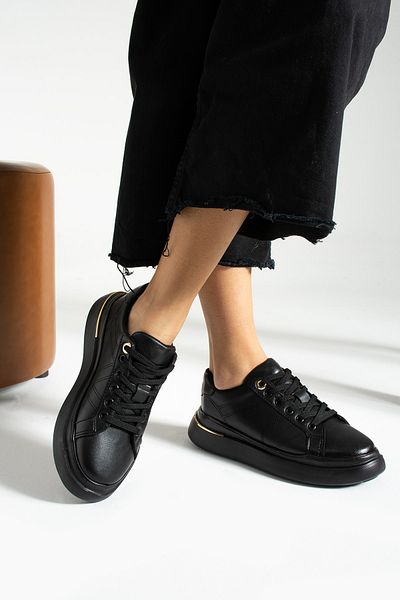 İnan Ayakkabı WOMEN'S BLACK SNEAKERS & SPORTS SHOES (6 CM)