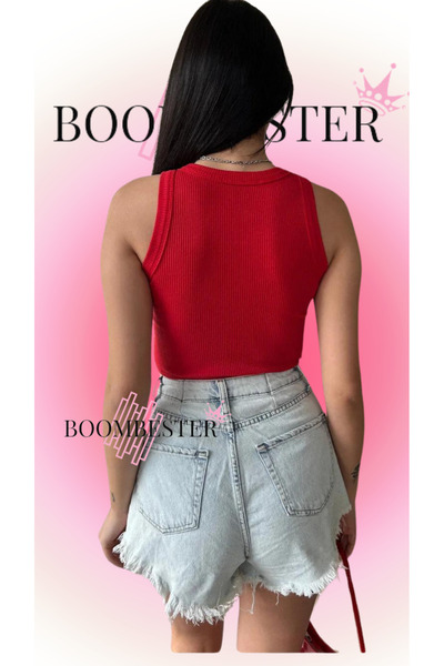BoomBester Red Long Crop Blouse - Camisole Sleeveless and Navel Tank Top