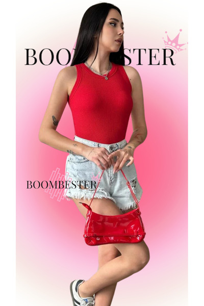 BoomBester Red Long Crop Blouse - Camisole Sleeveless and Navel Tank Top