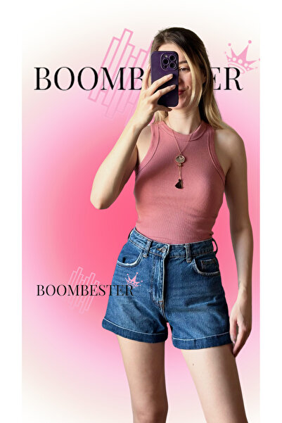 BoomBester Γυναικεία μπλούζα Dusty Rose Color - Αμάνικη καμιζόλα, μακρύ εσώρουχο πάνω από την κοιλιά