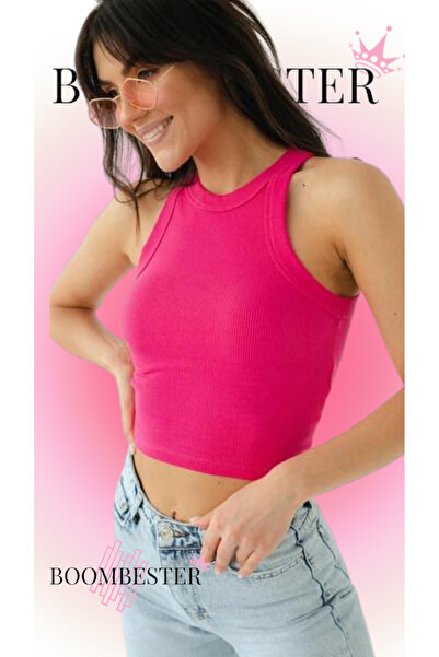 BoomBester Γυναικεία μπλούζα σε χρώμα φούξια καμισόλε - Αμάνικο, μακρύ εσώρουχο κοιλιάς