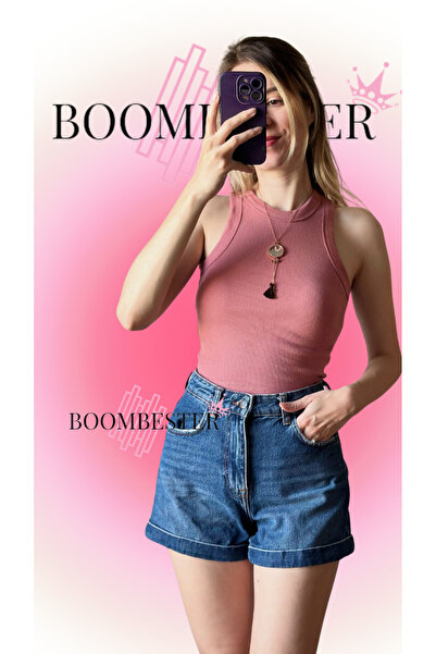 BoomBester Dried Rose Color Women's Blouse - Camisole Sleeveless, Long Crop Navel Tank Top