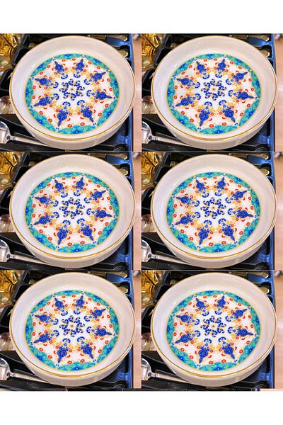 AYBABA STORE New Ela Tea Plate Authentic Beykoz Model 6 Pieces