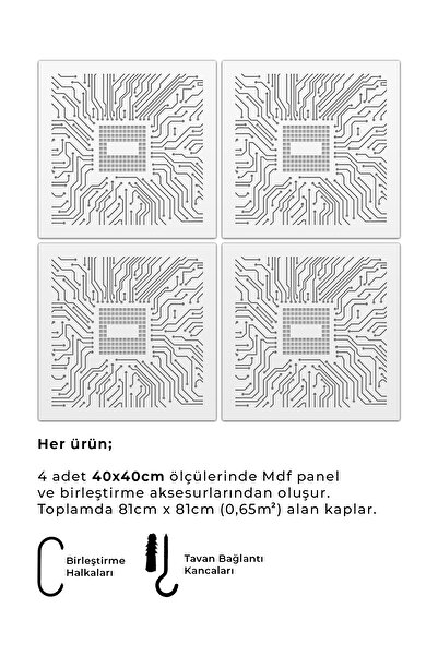 standarts Makta ® Lazer Kesim Sarkıt Paravan, Ahşap Seperatör, Oda Bölücü 4'lü Panel Levha Seti