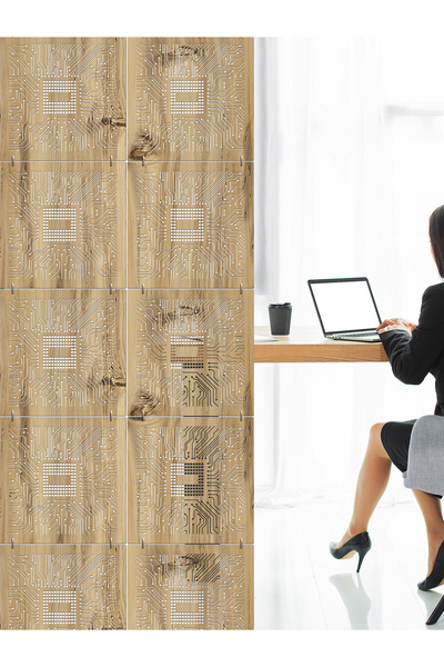 standarts Makta ® Lazer Kesim Sarkıt Paravan, Ahşap Seperatör, Oda Bölücü 4'l...