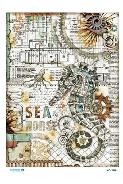 DERYA DESİNG ART 30X42Cm Brass Decopage Paper - Dmnd1314