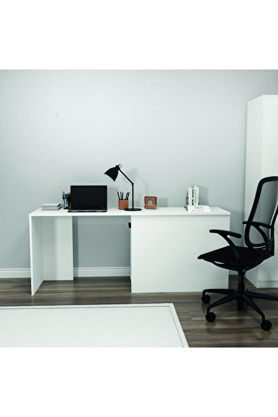 ARNETTİ Akser Geniş 180cm Dolaplı Beyaz Çalışma & Bilgisayar Masası – Modern, Fonksiyonel