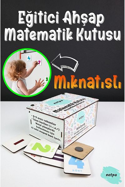 kutuTR Notpa Educational Wooden Mathematics Box and Magnets - 3 Sets