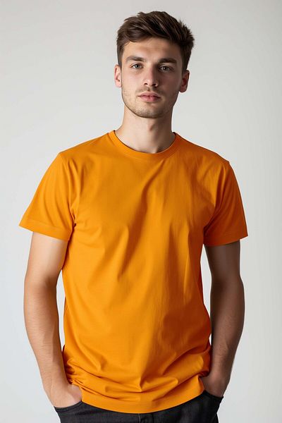 Coredra Tricou obișnuit de bază portocaliu pentru bărbați