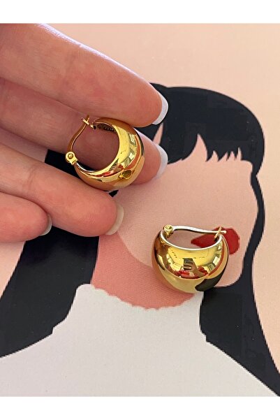 JEICON ATELIER Gold Parlak İçi Boş Balon Orta Top Küpe