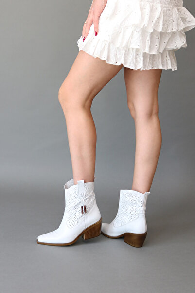 Elile Shoes Hakiki Deri 35-36-41-42 Numara Western Yazlık Kadın Bot