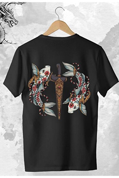 Massgai Unisex dizajn Koi Yin Yang anime koi riba Štampano Oversize kroj 100%...