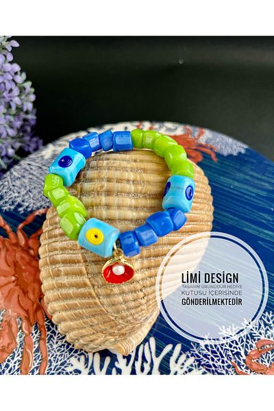 Limi Design Colorful Glass Beaded Mussel Shell with Wrist Accessory