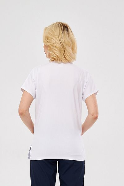 DRCLASS Uniforma de asistentă și doctor cu mânecă liliac unisex din Lycra albă