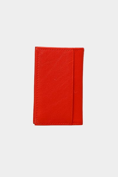 Grande 0825 Model - Genuine Leather, Super Slim Unisex Red Card Holder