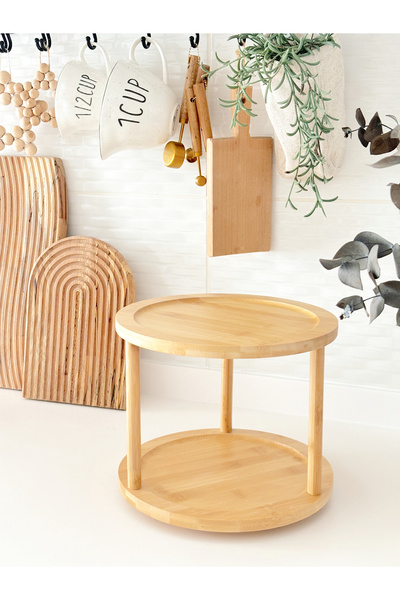 Minika Home Bambu 2 Katlı Dönen Stant-Düzenleyici