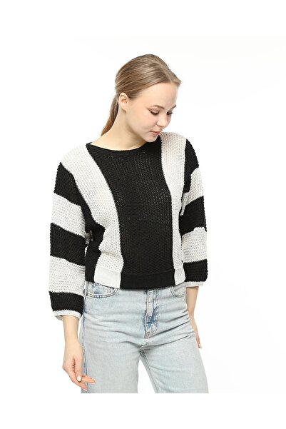 Kırçiçek سترة نسائية محبوكة مخرمة باللون الأسود