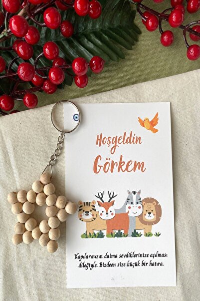 Emtory Home 30 Adet Hayvanlar Alemi Konsept Zincirli Ahşap Yıldız Anahtarlık ...