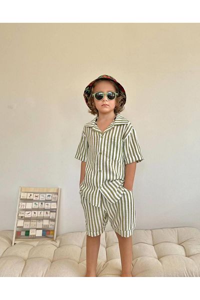 YİGİT BUTİK Yigit Boutique Boys' Suit with Striped Shorts