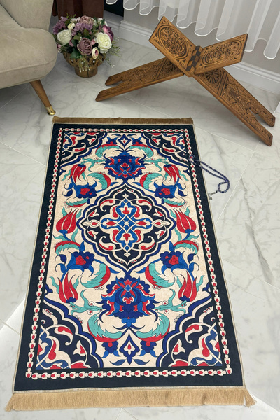 Homiko Dijital Baskılı Dekoratif Eski Türk Motifli Namazlık Seccade TLNMZ-029