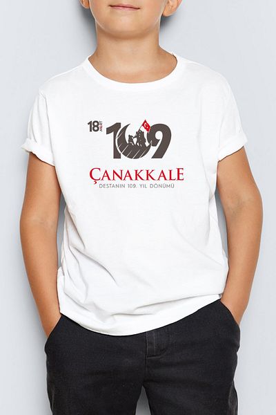 Morinna 18 martie Gloriele din Dardanele 109. Tricou alb unisex pentru copii cu tematică Anul MR-03