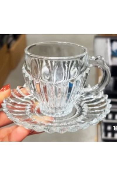 DİBA AVM 12 pieces 6 seater luxury coffee cup Elegant and classic glass coffee cup nescafe espresso cup glass